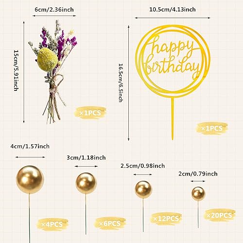 Miniatura 2 de 44 piezas de mini bolas para decoración de tartas, decoración de pastel de espuma, bolas de perlas sintéticas, flores secas artificiales,