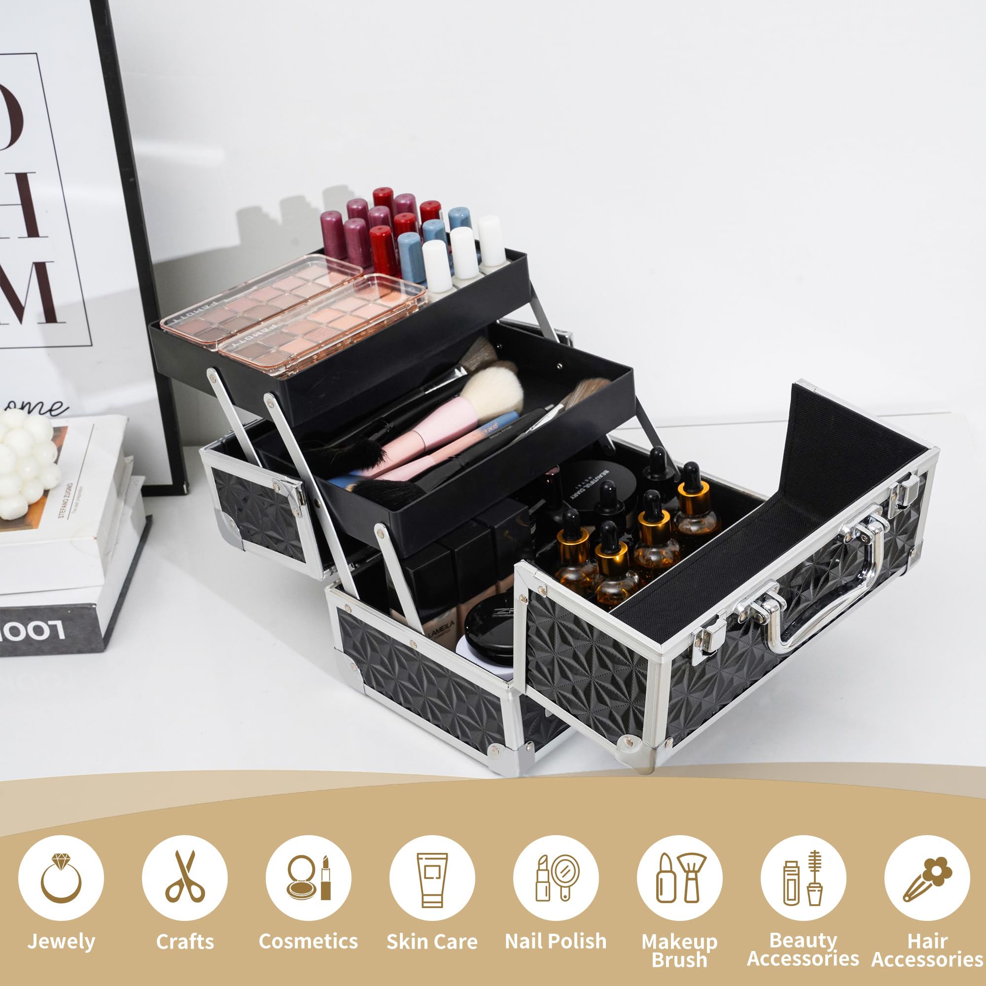 Leeora&Leekoo Portable Makeup Train Case Cosmetic Organizer
