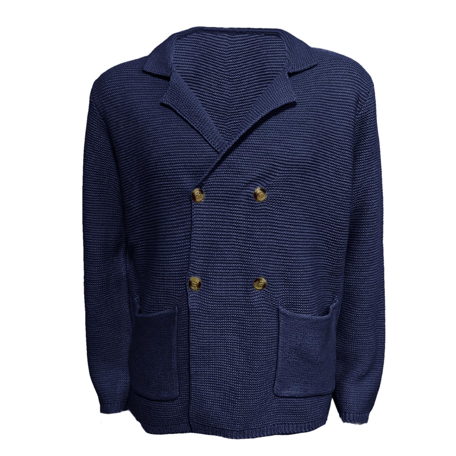Generisch Cardigan da uomo risvolto doppiopetto cardigan scollo a V maglione con bottoni cardigan leggero maglione da lavoro maglione casual maglieria moda invernale stile elegante