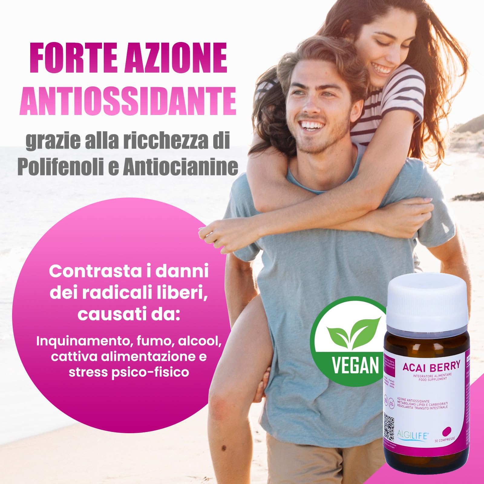 ALGILIFE ACAI BERRY Compresse Vegane di Estratto Naturale di Bacche Acai (30 compresse, scorta 1 mese) Antiossidanti Integratori Alto Dosaggio, Acai capsule da polvere di Bacche di Acai dall'Amazzonia
