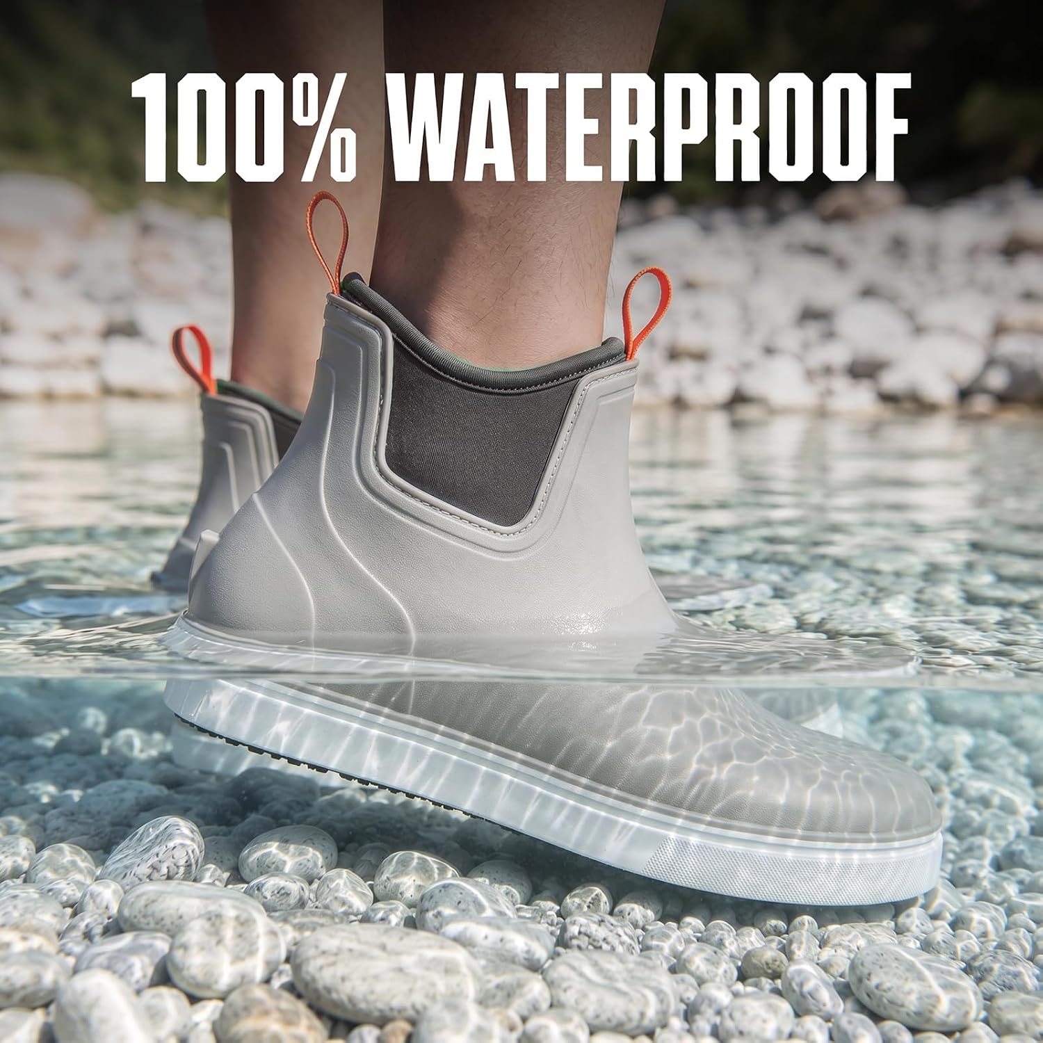 Men's Deck Boots Waterproof Ankle Rain Boots