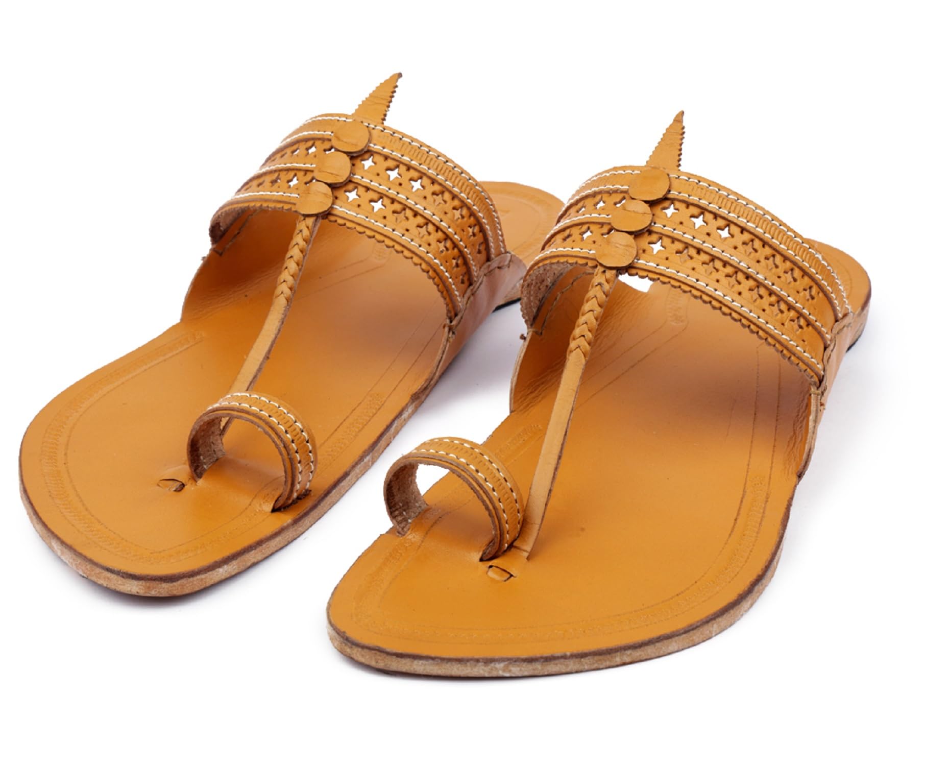 KORAKARI Mens Star Punching Kolhapuri Chappal Leather Handcrafted Slipper Smooth and Comfortable Flip Flops Sandal Yellow Anti Slip Design Traditional Footwear (UK-08) (B0BHJ6HFZ2) Amazon Price History, Amazon Price Tracker