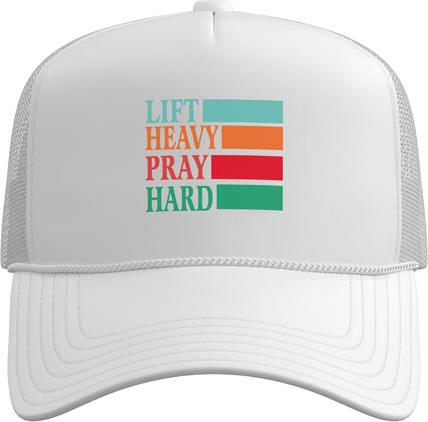 Lift Heavy Pray Hard Christian Gym Workout Trucker Hat with Adjustable Mesh Back image 2