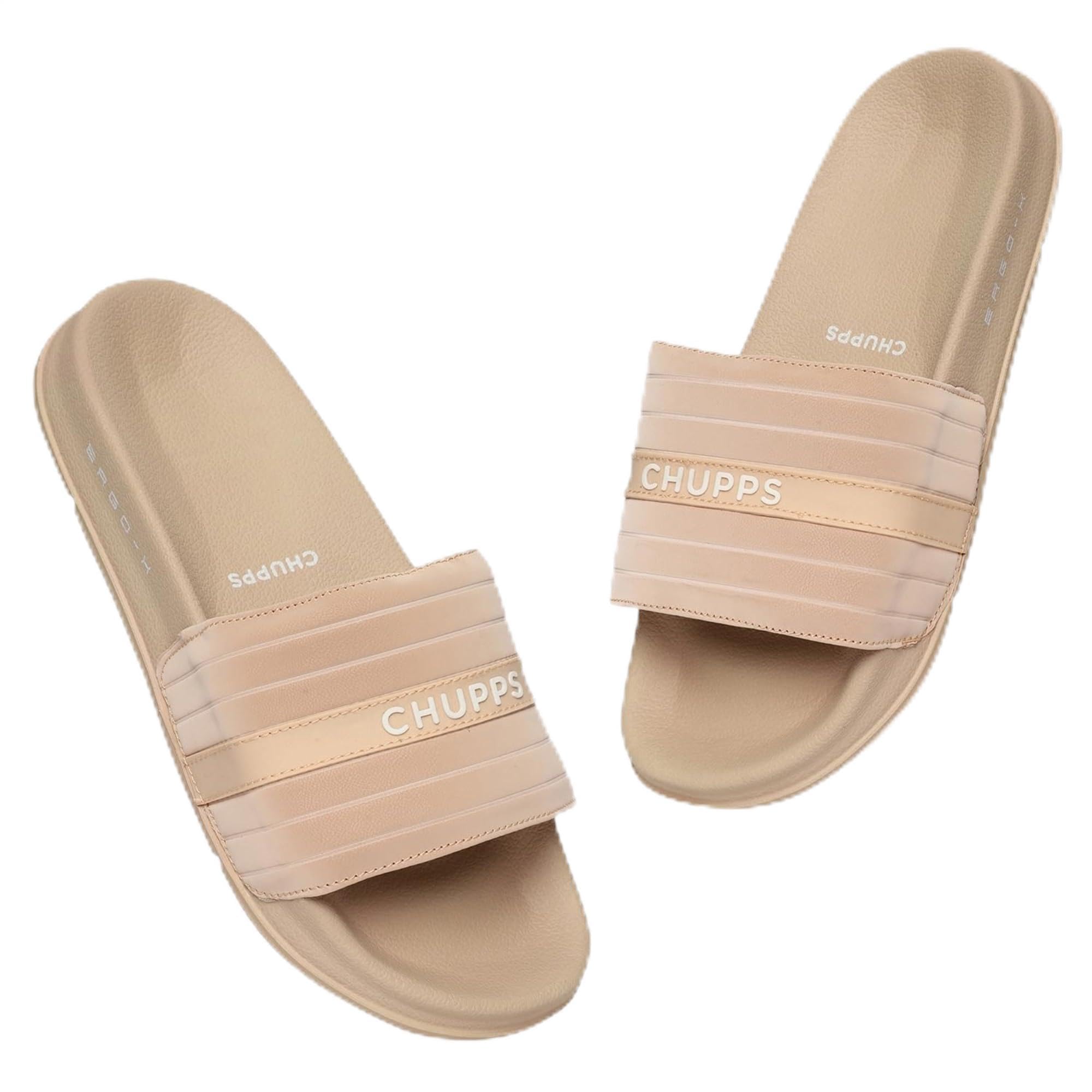 Bandwidth Stitch Women's Slider | FOAM6 6mm Foam Upper, ERGOX Plus Contoured Cushioned Footbed | Snug Fit Super Comfortable Flip Flop Slippers - (Beige - 8)-image-38