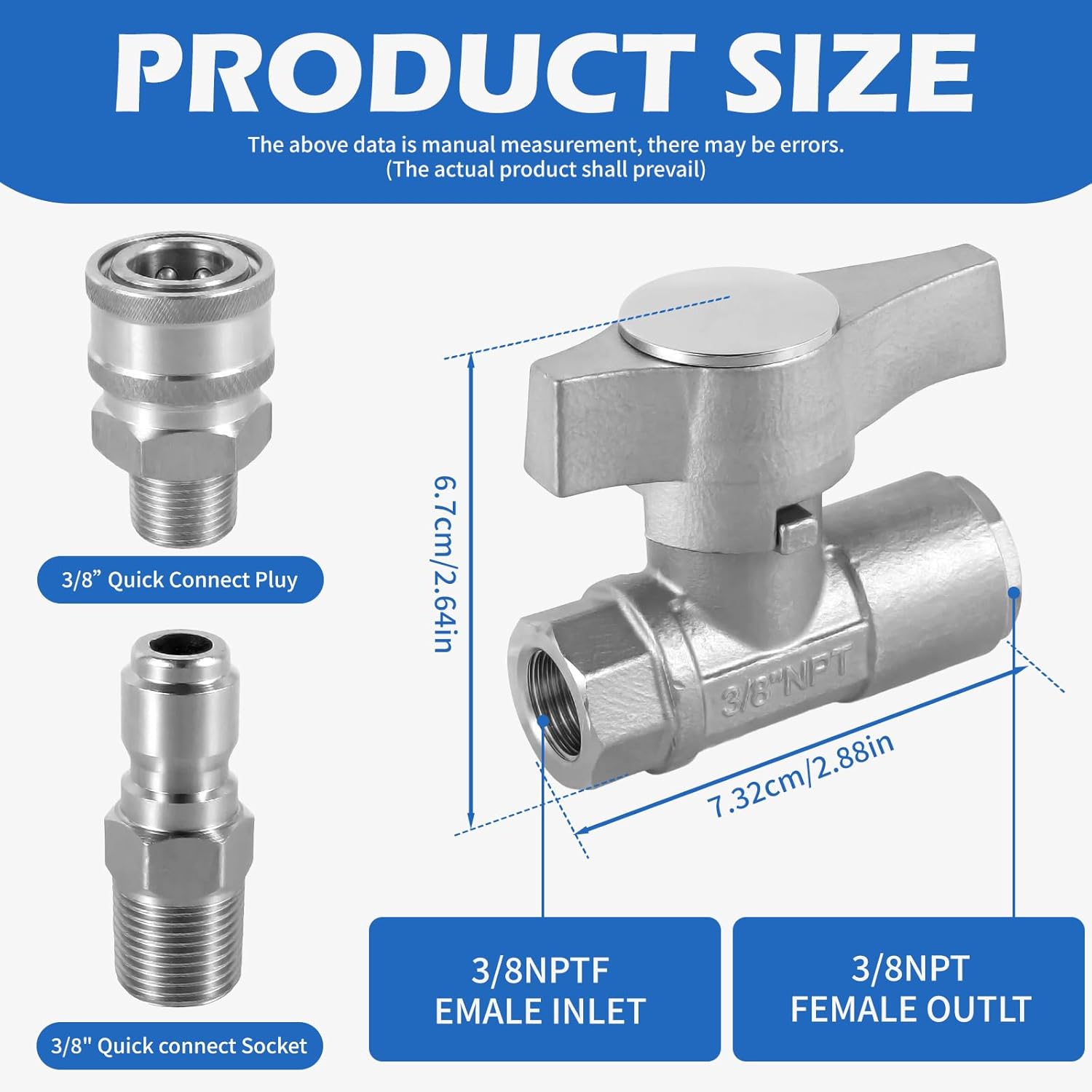 Ball Valve Pressure Washer，3/8"5000 PSI，High Pressure Ball Valve for Power Washer Hose.
