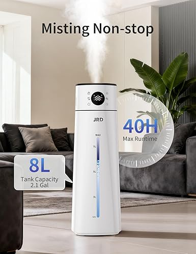 Miniatura 3 de JRD Humidificador de habitación grande de 8 L2.1 galones, niebla fría ultrasónica para dormitorio, humidificador silencioso con control remoto, 10
