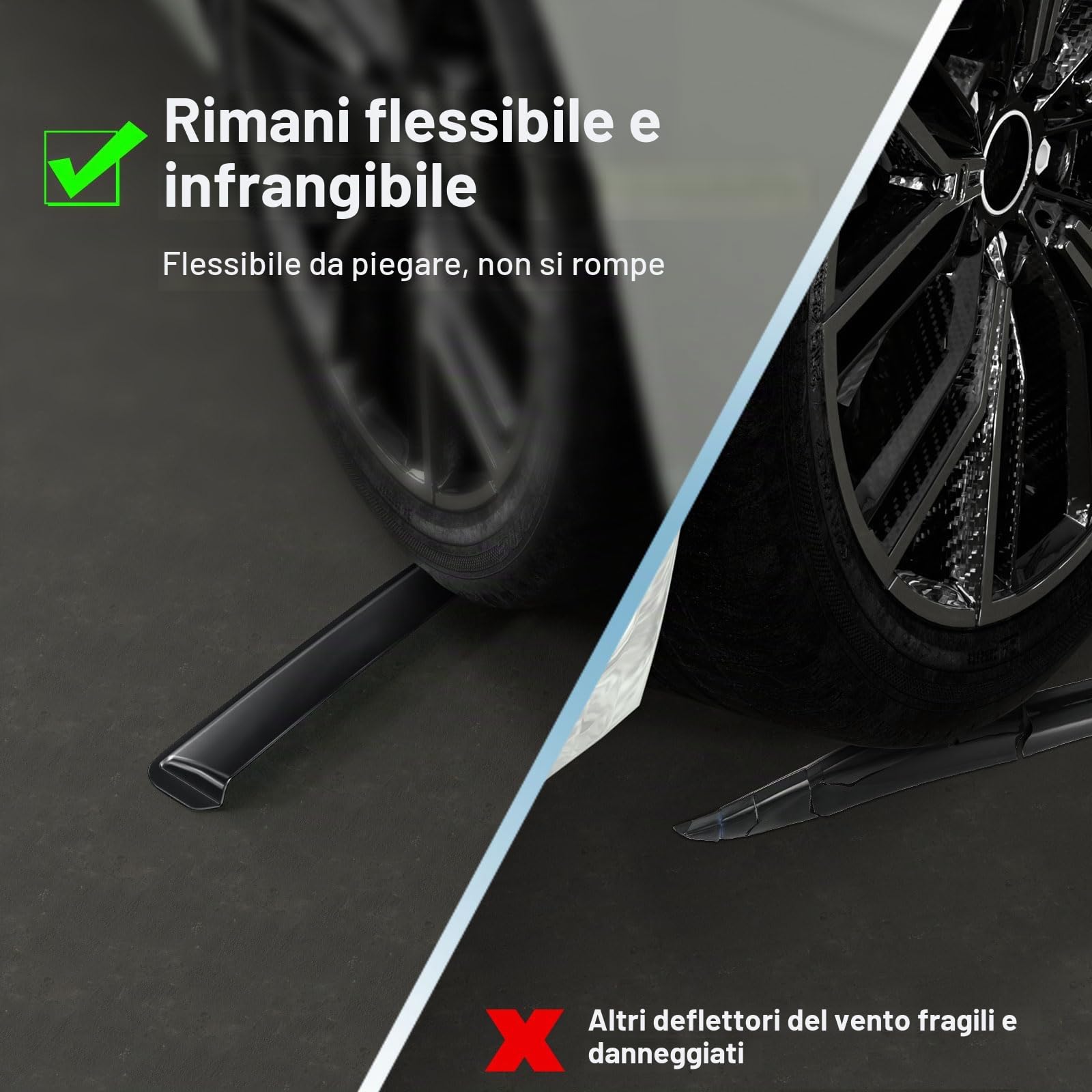 GEARMONSTER Set di 4 deflettori antivento neri compatibili con Volkswagen Golf VII, Golf VIII, 5 porte e Variant 2012-2023, protezione antipioggia per finestrini auto