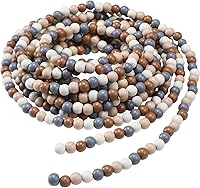 Vista 17 de Guirnalda de cuentas de madera de Navidad de 16 pies para decoración de árbol de Navidad (oro, blanco)