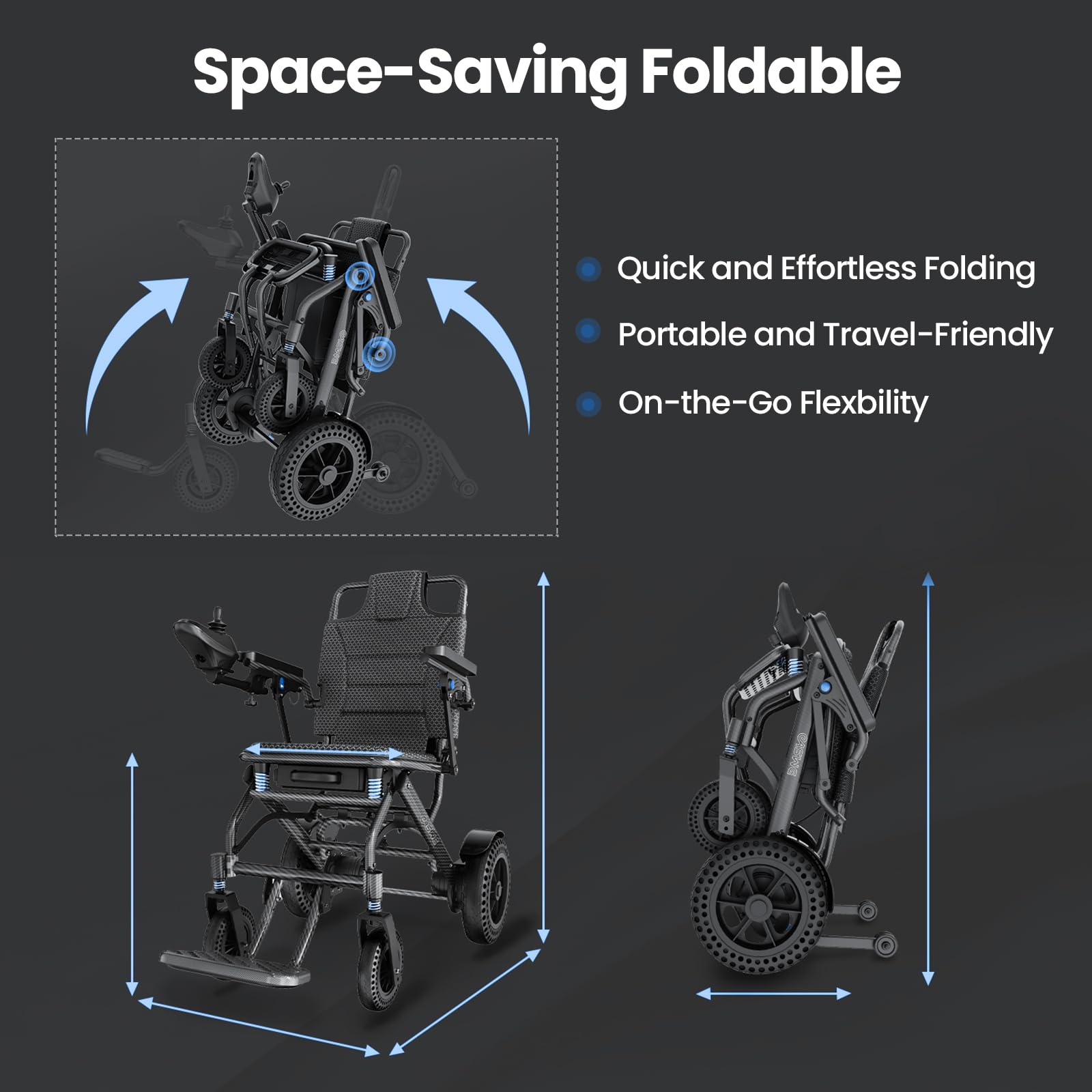 Silla de ruedas eléctrica: plegable, ligera, motor de 500 W, rango de 30 millas, capacidad de 250 libras, aprobada por aerolíneas para viajes