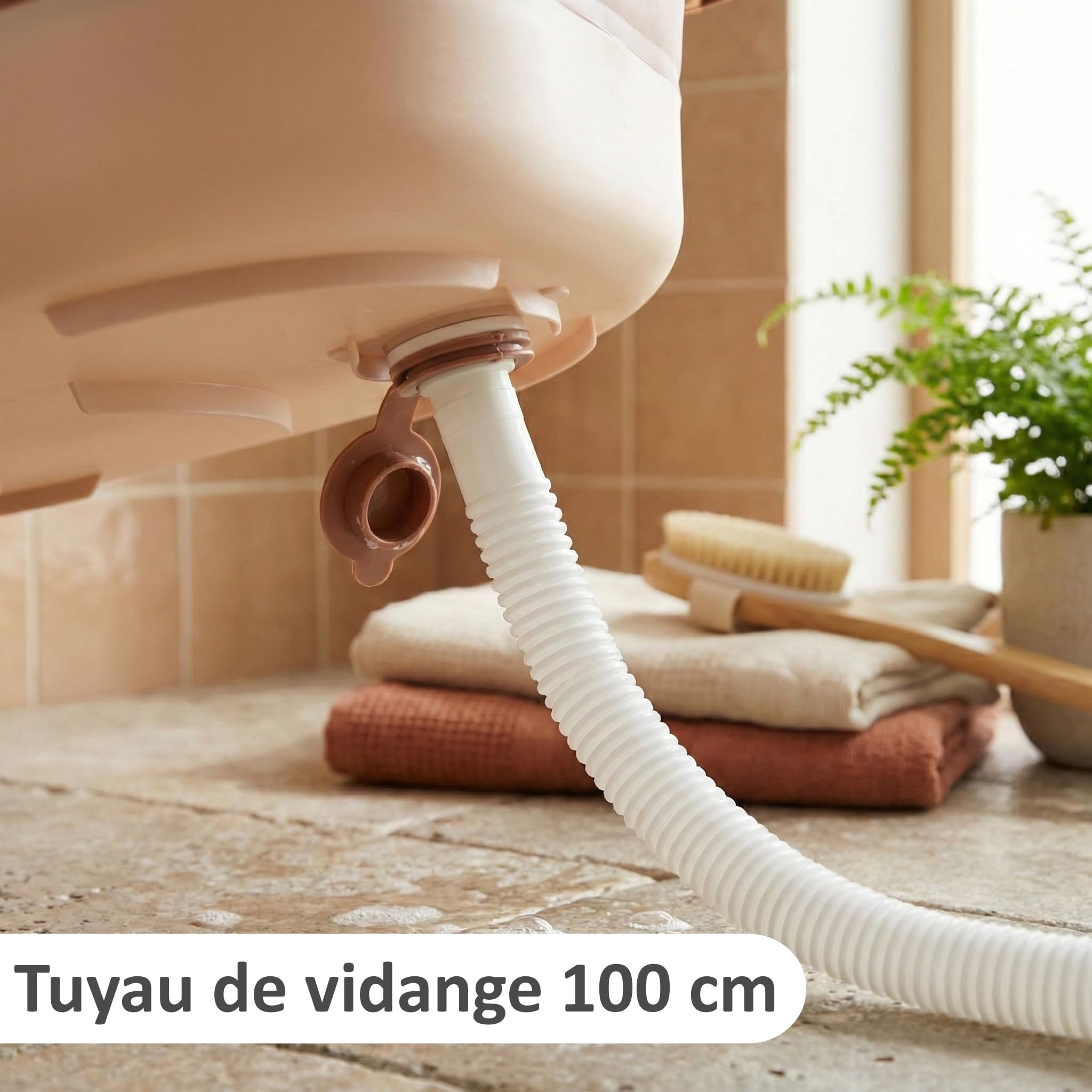 Table à Langer Bébé 2-en-1 avec Baignoire Pliable Pied Hauteur Ergonomique Thermomètre Gris