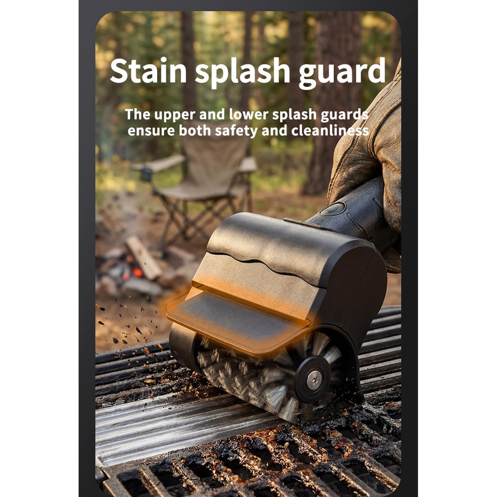 Spazzola elettrica per barbecue, ricaricabile, senza fili, girevole | Spazzola detergente per barbecue all'aperto, campeggio, cucina, patio, giardino, parco, viaggi, spiaggia