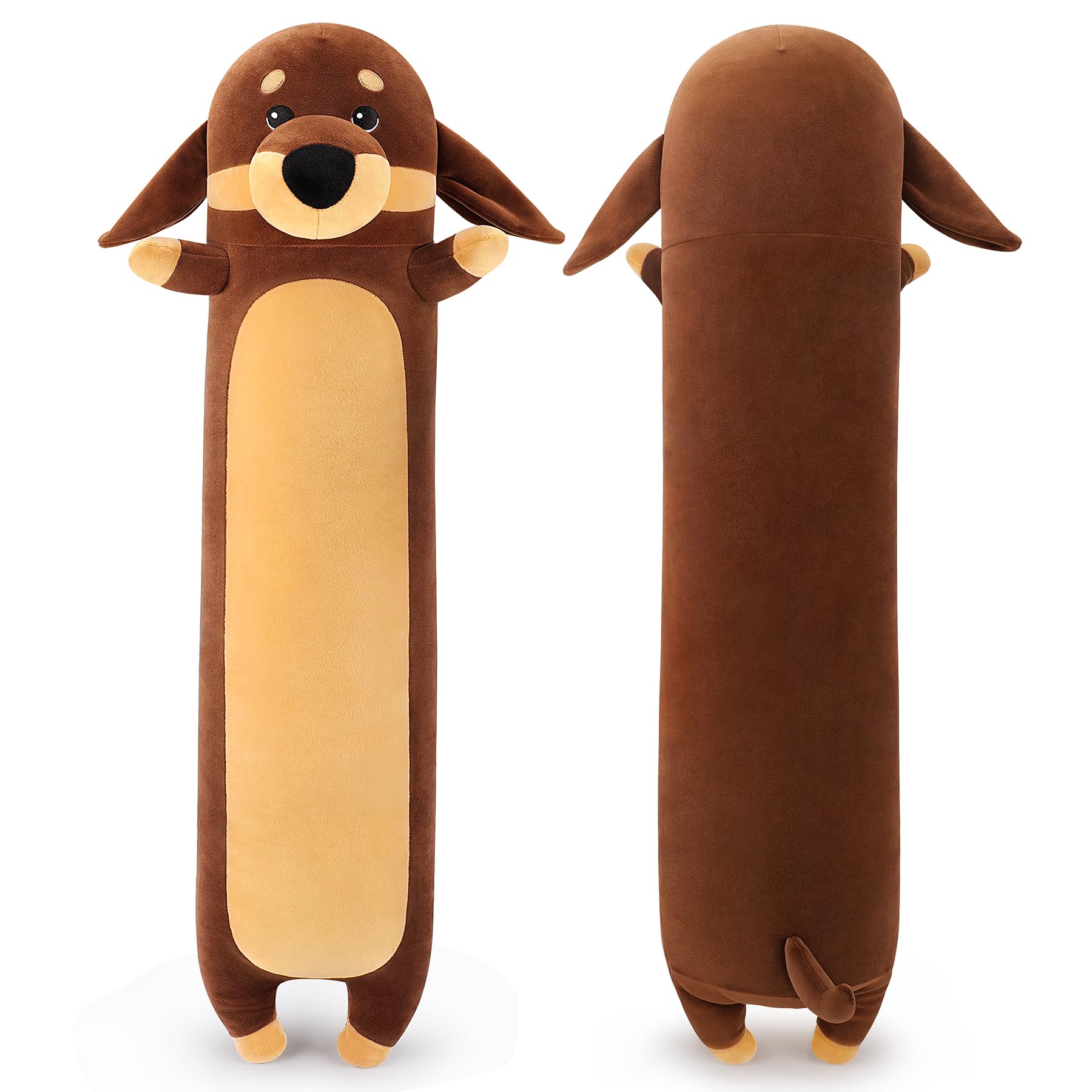 35.4 inch Large Plush Dachshund Dog Long Body Pillow Giant Plush Toy Stuffed Dog Stuffed Animal Soft Plushies Long Plushie Puppy Shaped Cuddly Toy Anime Hugging Pillow Cute Toy as Gift for Birthday