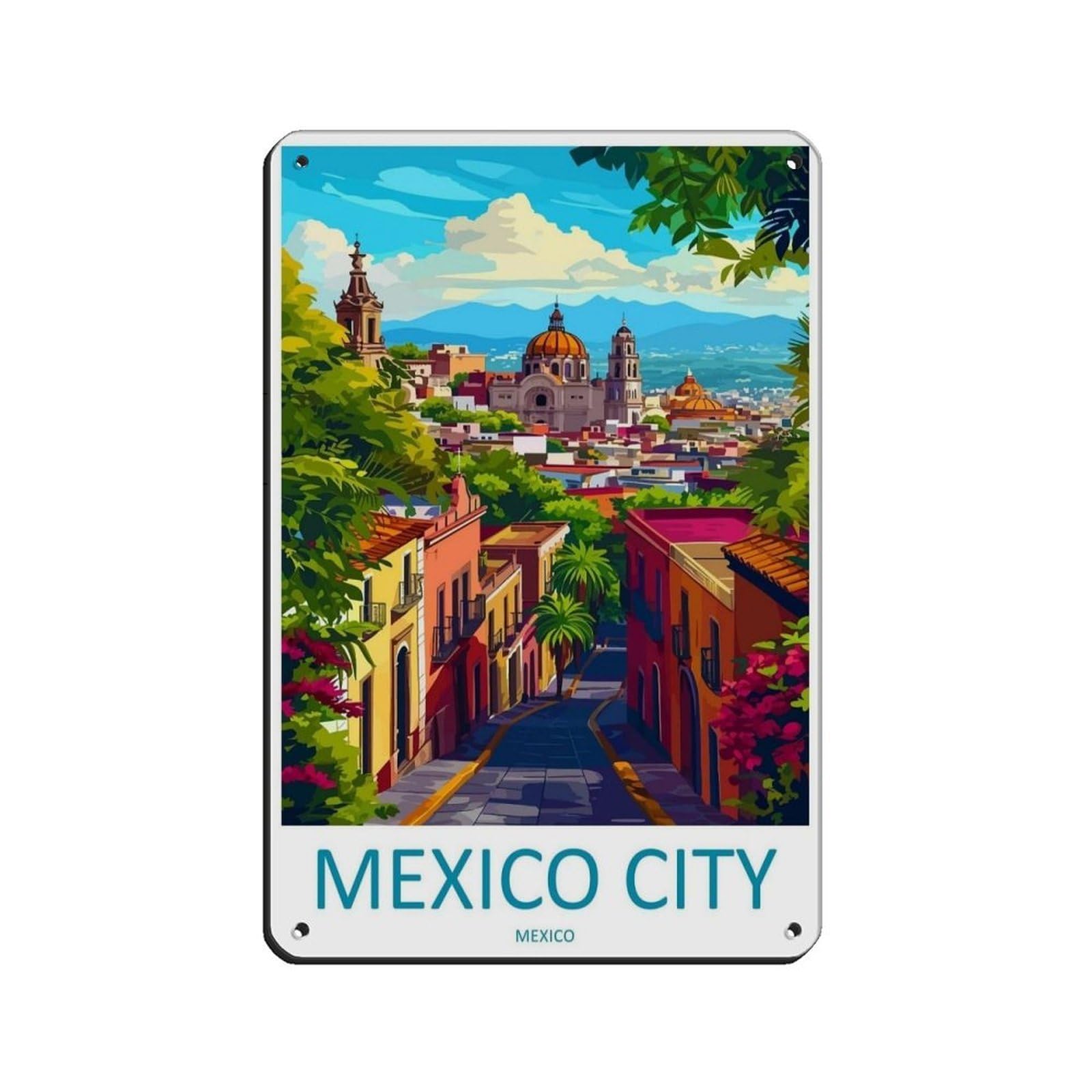 Mexico City Travel Art Poster（95） Retro Poster Metal Tin Sign Chic Art Retro Iron Painting Bar People Cave Cafe Family Garage Poster Wall Decoration 8x12inch(20x30cm)