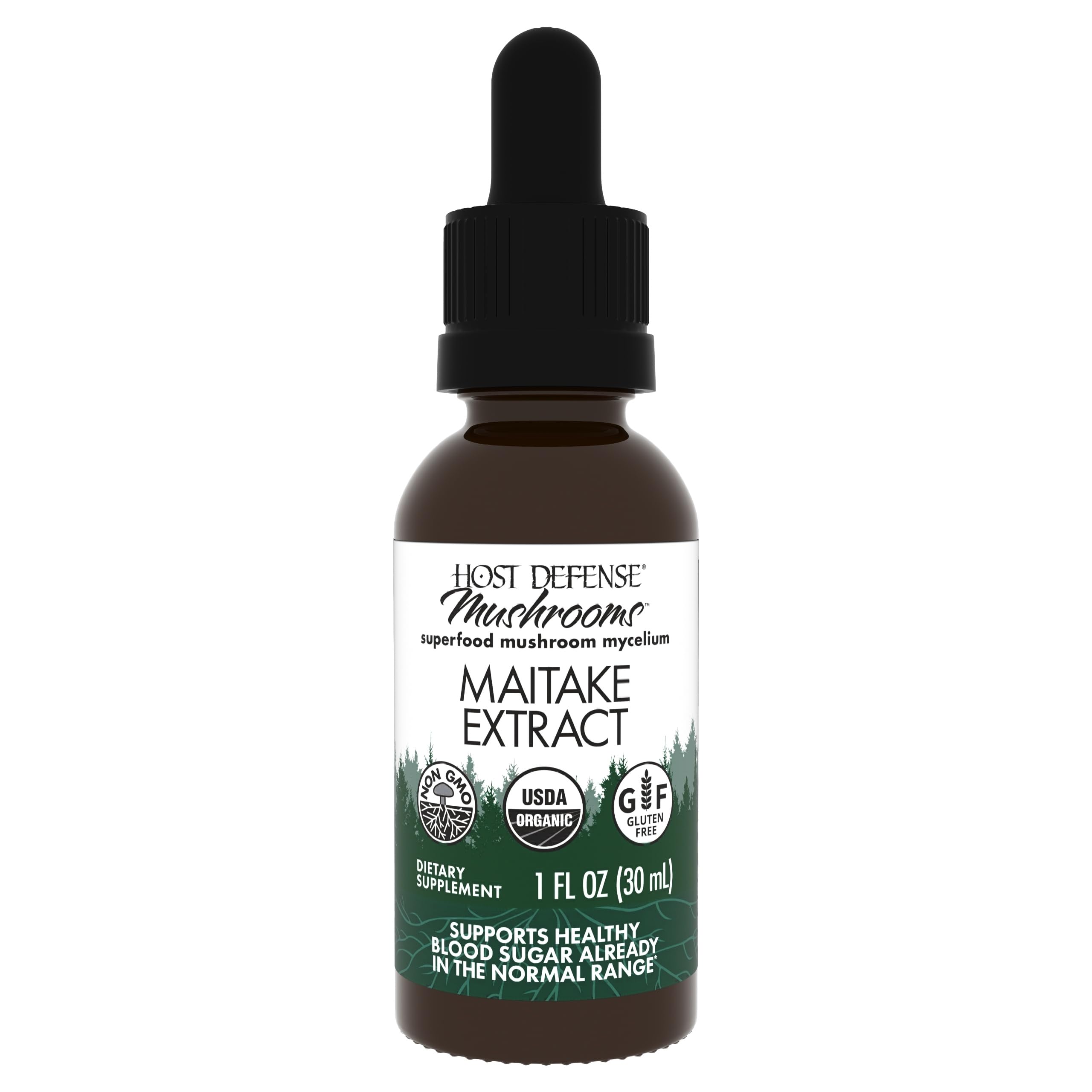 Host DefenseMaitake Extract - Immune & Cellular Health Support - Dietary Herbal Supplement with Maitake Mushroom & Mushroom Mycelium - Liquid Supplement - 1 fl oz (30 Servings)USDA Organic