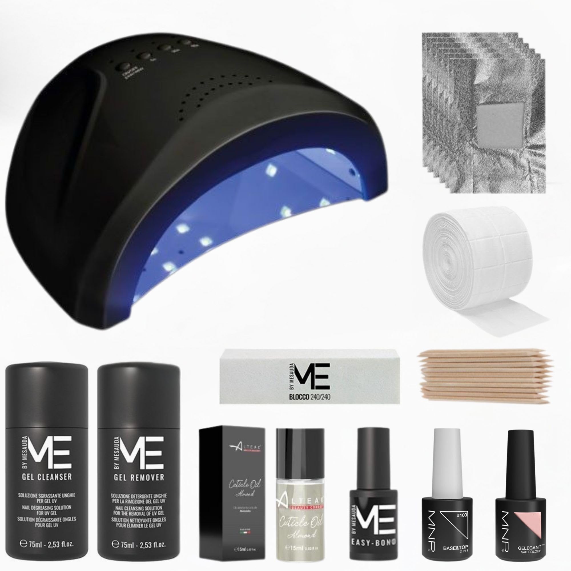 MesaudaME Kit Semipermanente Unghie Gel Polish Senza TPO + Fornetto Led 48W - Kit Smalto Semipermanente Unghie + Smalto Gelegant Nude + Olio Cuticole + Accessori