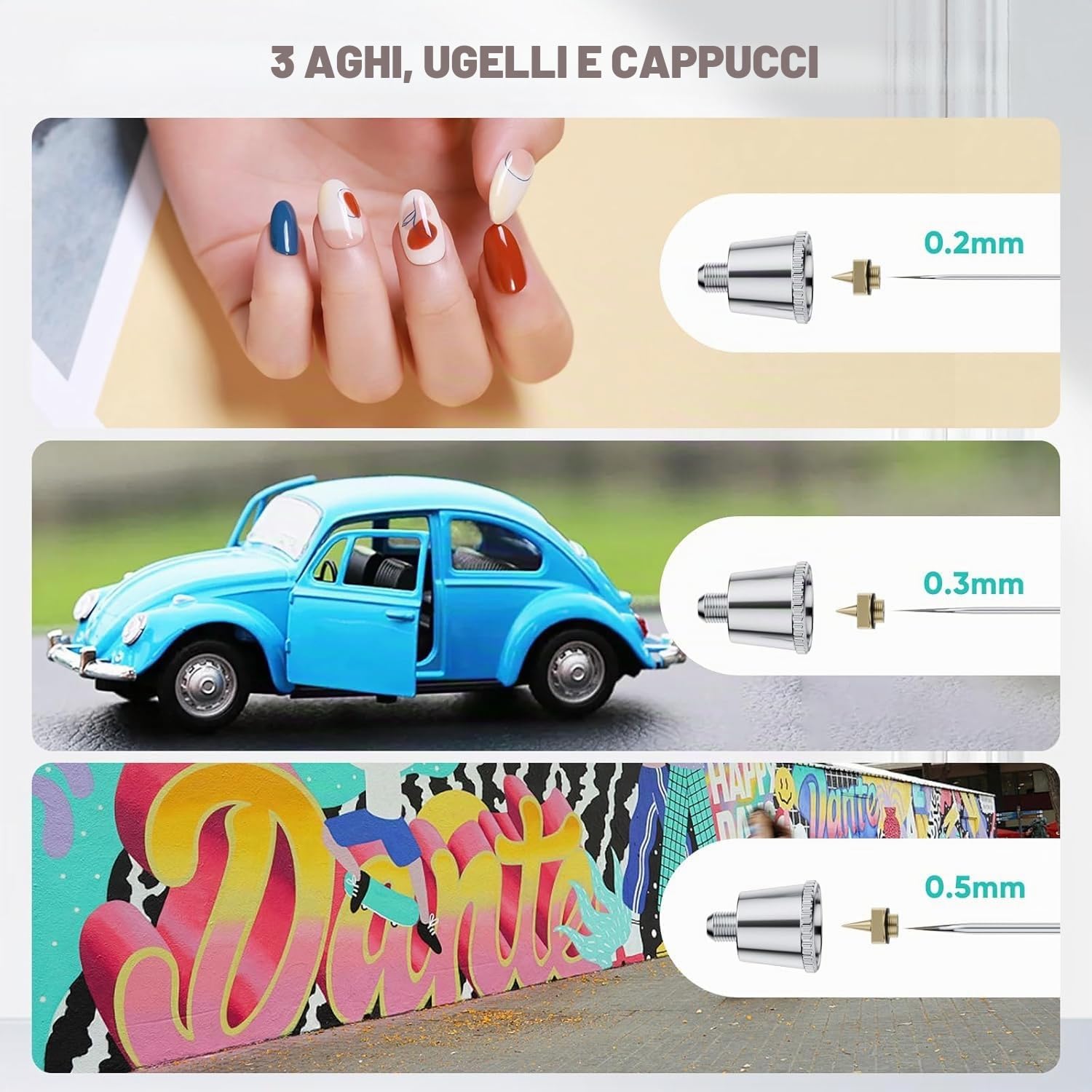 Kit aerografo 40 PSI con compressore a doppia azione per decorazione di torte, trucco, artigianato, nail art, modellazione di tatuaggi, pittura
