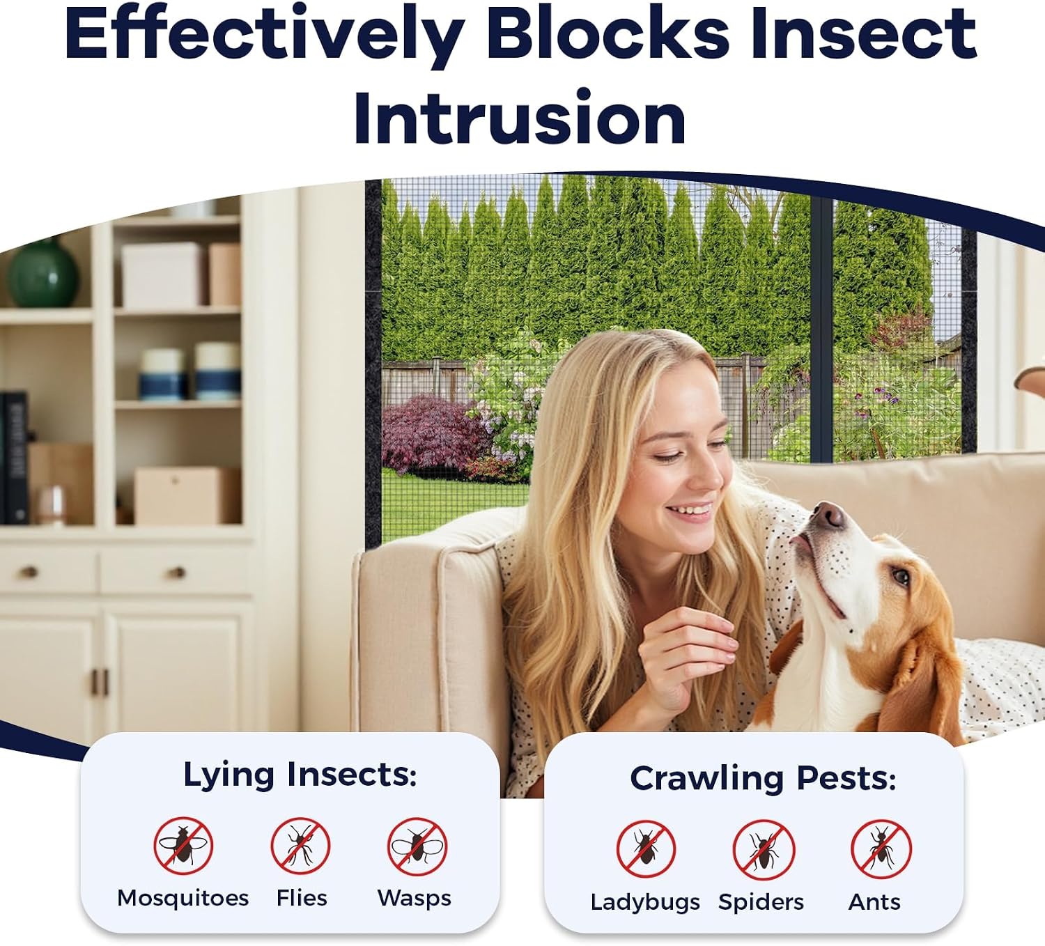 Magnetic Screen Door with Side Opening, Reversible Left Right Installation Polyester Mesh Keeps Bugs Out Self-Closing Magnets Hands Free Actual Screen 38"x82" Door Size 36x80Inch