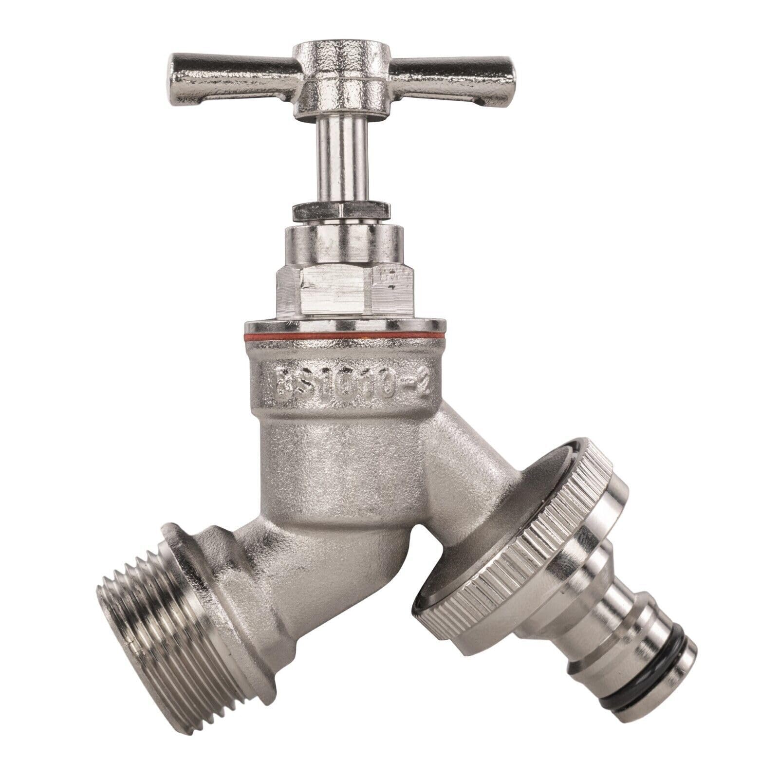 B2c Brass Garden Outside Tap 1/2 & 3/4 Quick Connector Hose Plug Various Models Lever (Nickel Plated Bib (Barbed), 1/2")