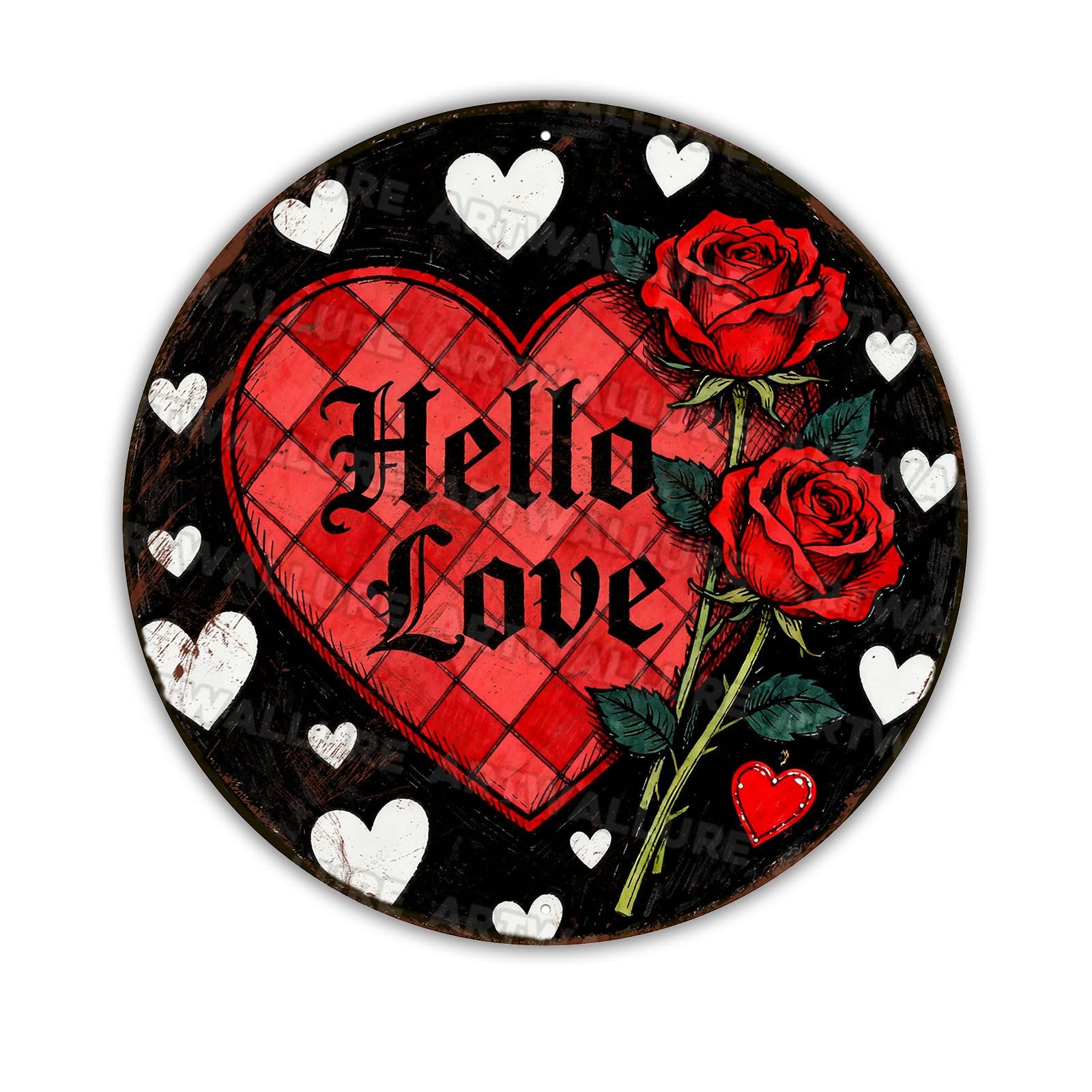 Valentine Wreath Metal Sign Heart Design Love Theme Aluminum Sign For Wreath Making Rustic Farmhouse Home Decor Romantic Gift 8x8Inch