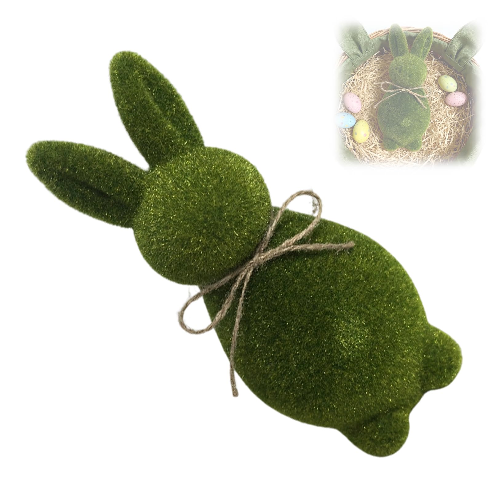 YROHGKPN Flocking Rabbits Figurine with Bowtie Tabletop Ornament Elegant Easter Decoration for Outdoor Garden Parties Supplies Elegant Easter Decoration for Outdoor Garden Parties Supplies
