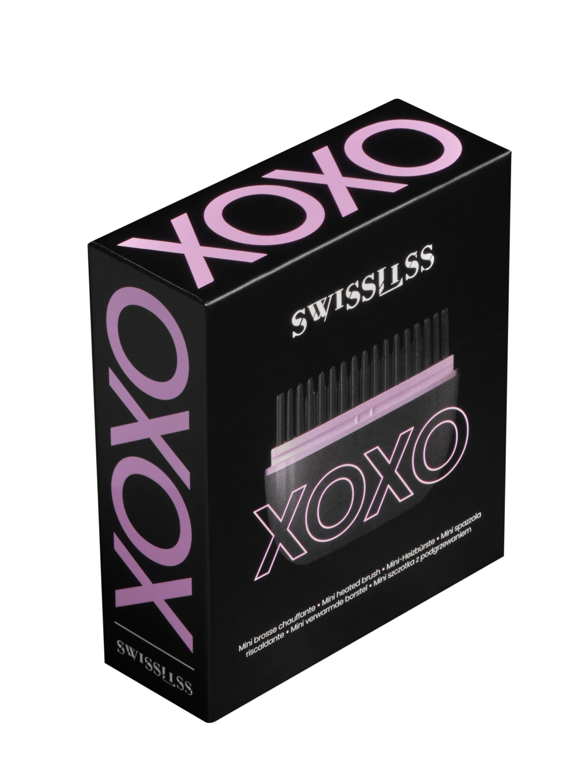 SWISSLISS XOXO Mini Cepillo Calentador Inalámbrico - Cepillo Suavizante de Viaje Recargable USB-C, 3 Temperaturas 160°C 180°C 200°C, hasta 60 minutos de autonomía, formato compacto