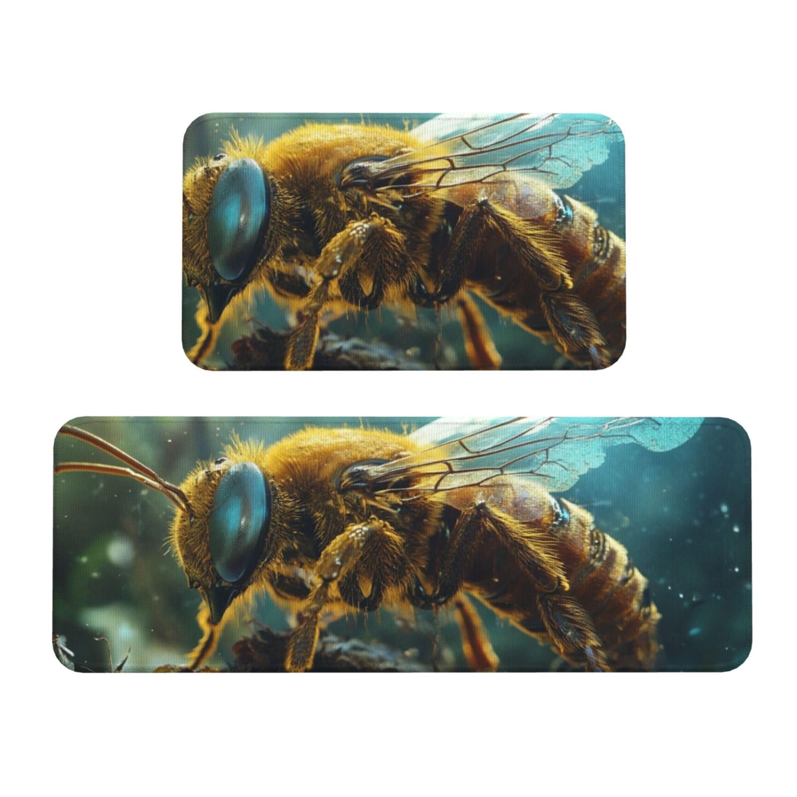 Tapetes de cocina antideslizantes y lavables con diseño de abeja para decorar