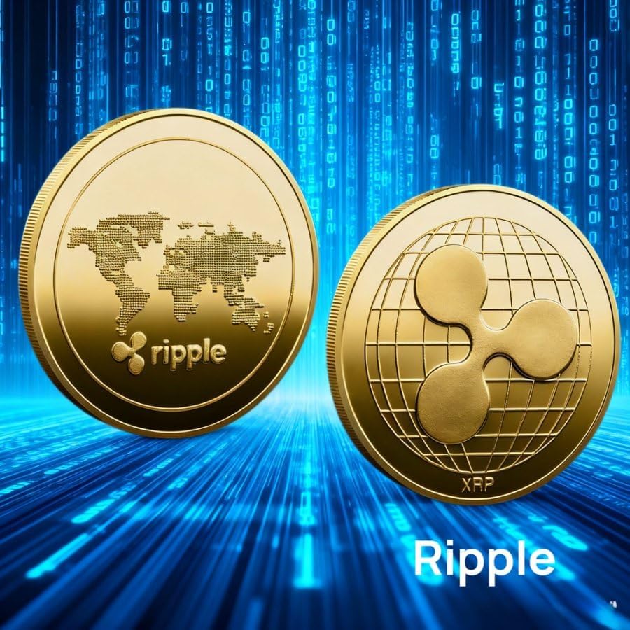 6PCS Cryptocurrency Commemorative Coin Set - Novelty Coins with Protective Acrylic Cases for Bitcoin, Ethereum, Dogecoin, XRP Coin, Litecoin, USDT Fans