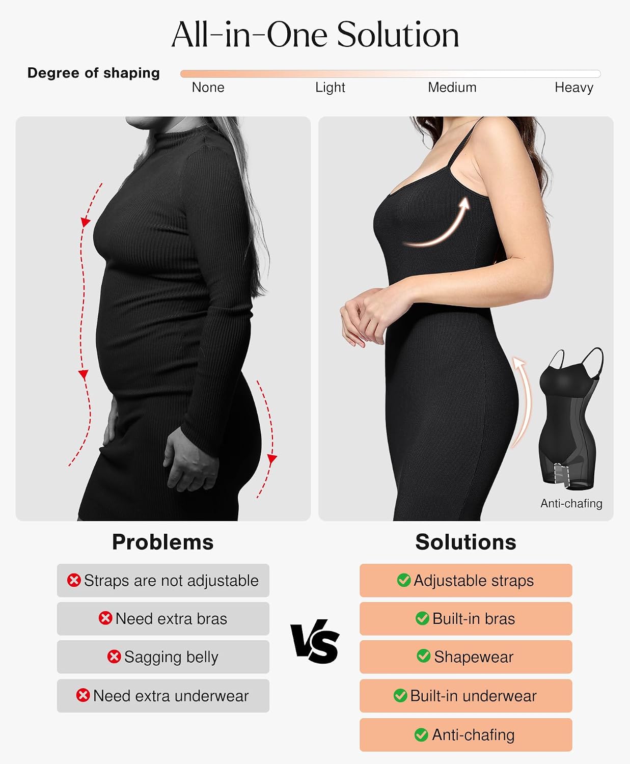 Popilush Bodycon Dresses for Women Shapewear Tummy Control Maxi Dress Built in Bra Spaghetti Strap Long Formal Summer thumbnail