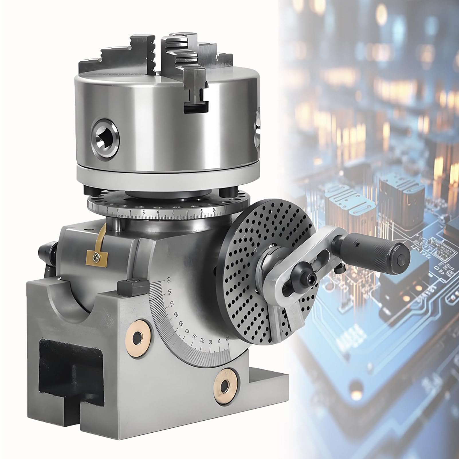 XCSCUK Rotary Table Dividing Head Set,Universal Indexing Head,with MT2 Tailstock and Dividing Plates, for Milling Grinding Drilling Machine (6inch)