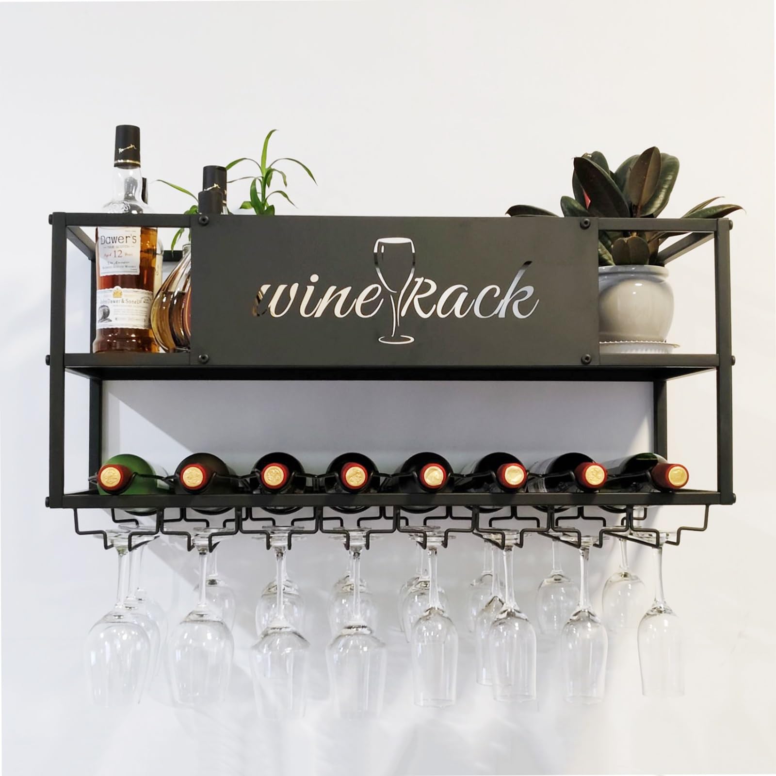 Étagère flottante métal pour verres et bouteilles pour vos soirées salon