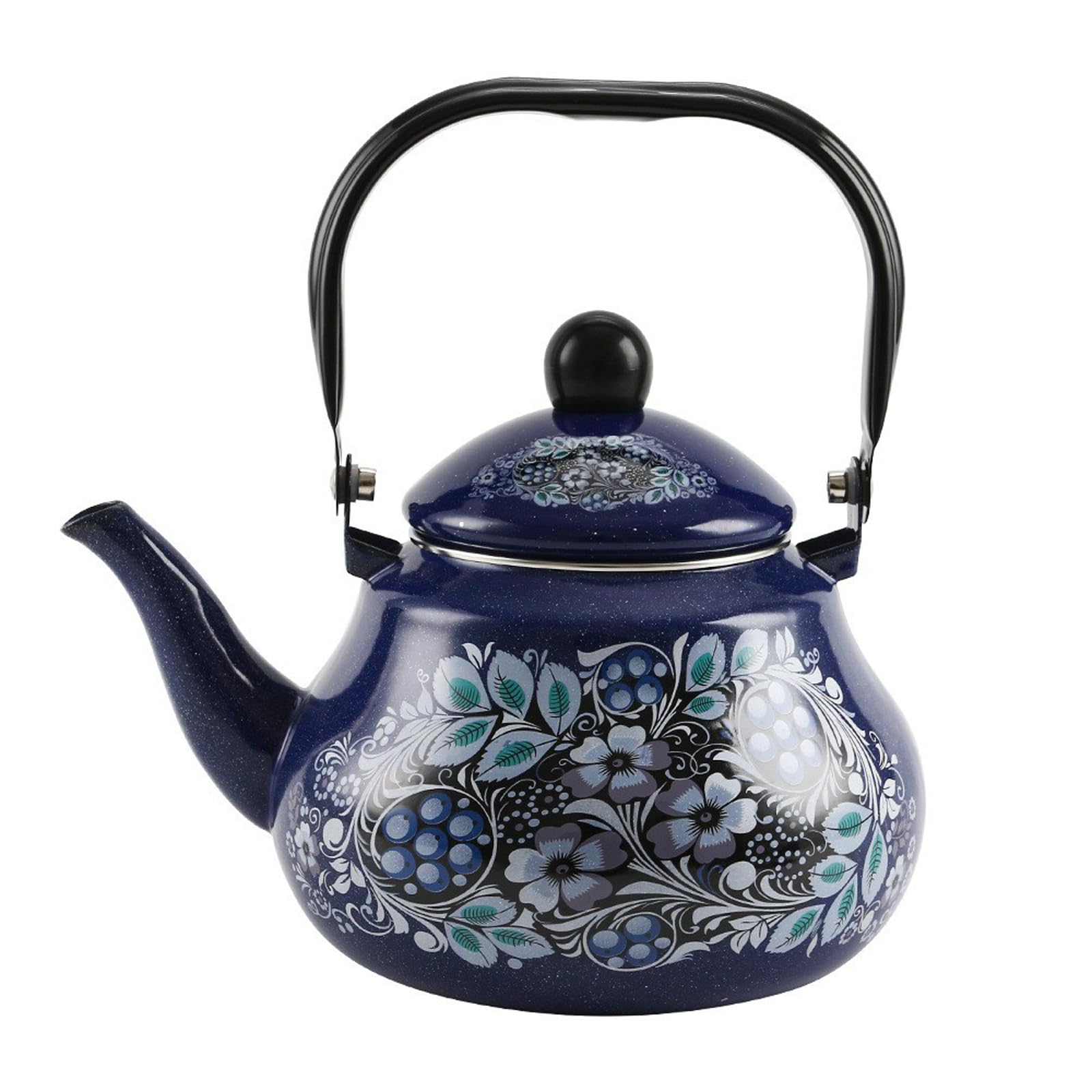 Emaliowany czajnik do herbaty, porcelanowy czajniczek vintage z kwiatowym wzorem, wygodny uchwyt, idealny do kawy, herbaty i mleka, użytku domowego
