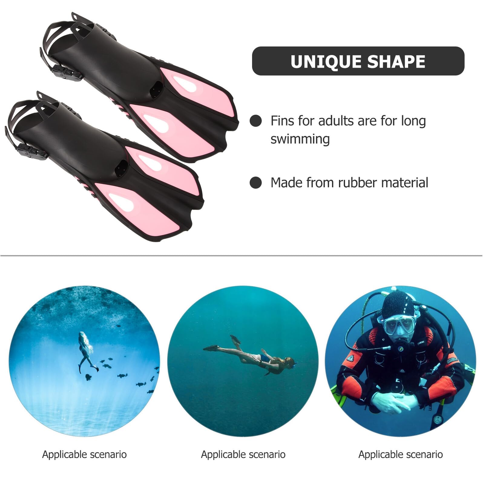 PRETYZOOM Aletas de Buceo Ajustables para Adultos, Color Rosa L/XL, de Goma Cómoda y Puntera Abierta, Equipo de Entrenamiento para Snorkel y Natación Recreativa