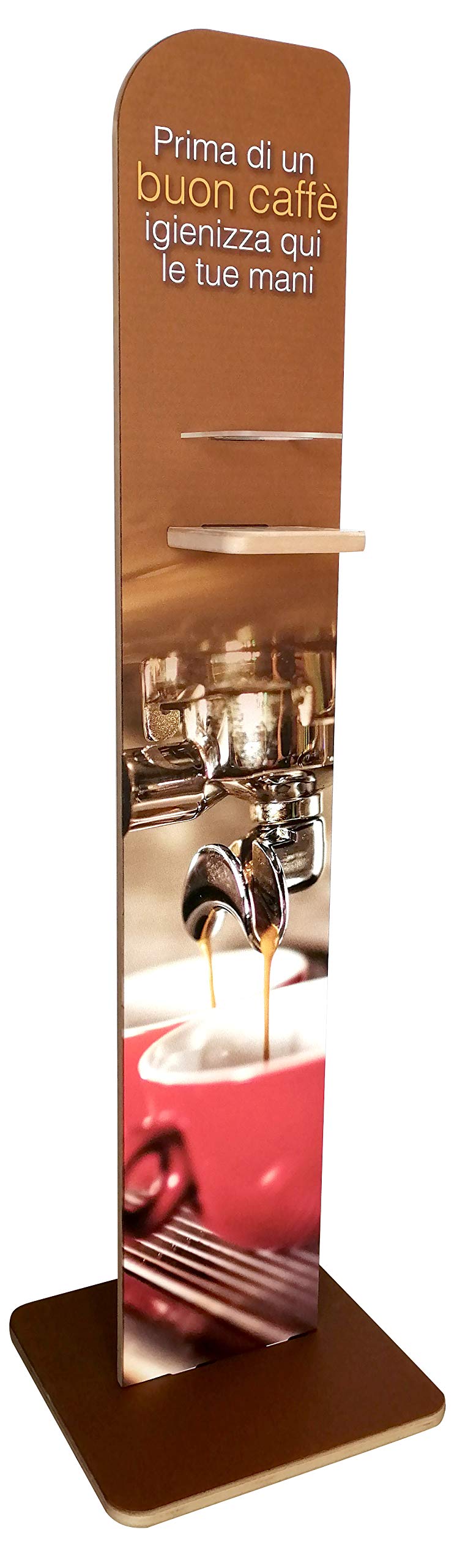 TOTEM Porta Dispenser | Piantana Per Gel Igienizzante | Formato 25x140 Cm | Materiale Legno Mdf 19 Mm | TEMA BAR | Resistente | Made In Italy