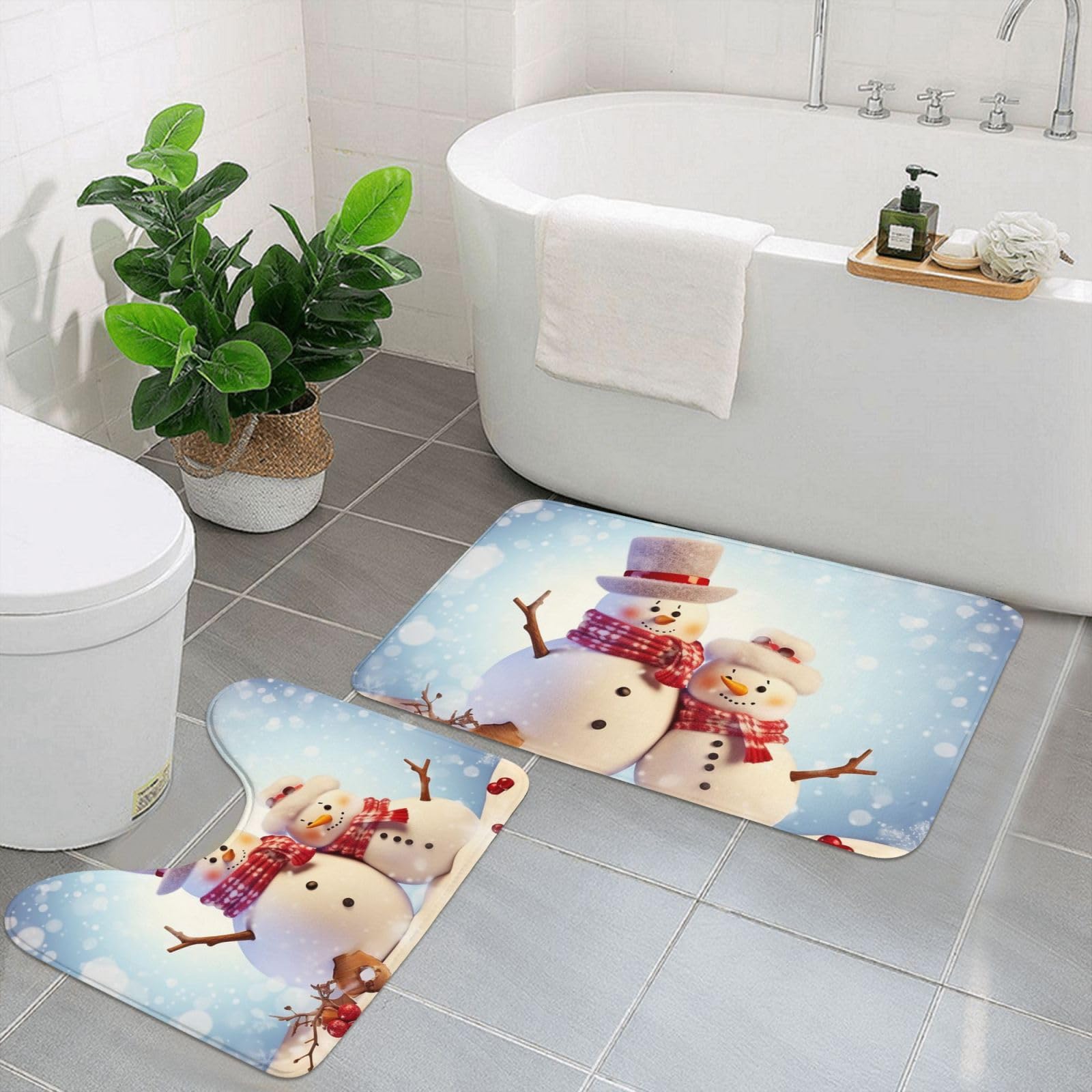 Tapis de bain U bonhomme de neige pour éviter définitivement les glissades