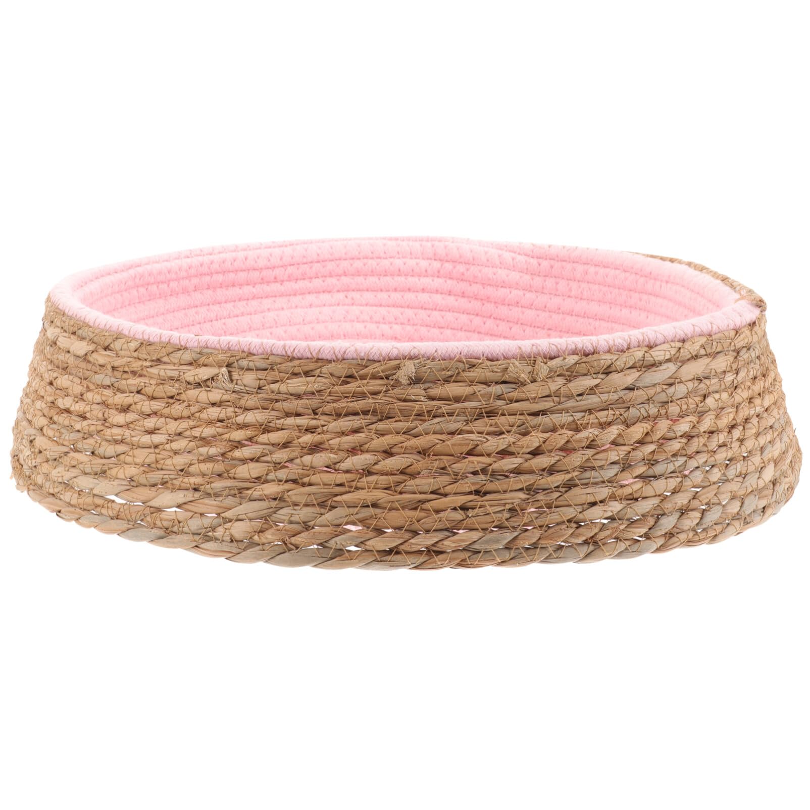 POPETPOP Cama De Ratán para Gatos Cama De Mimbre para Perros Bonito Nido para Dormir Cesta Rascador Refrescante Calmante Interior Redondo Suave Esterilla para Arena Cojín para Mascotas