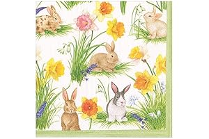 Caspari Easter Bunnies and Daffodils Luncheon Napkins