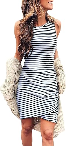 BTFBM Vestido de verano sin mangas, para mujer, ajustado, corto, informal, fruncido, entallado y con cuello redondo, para fiesta o discoteca