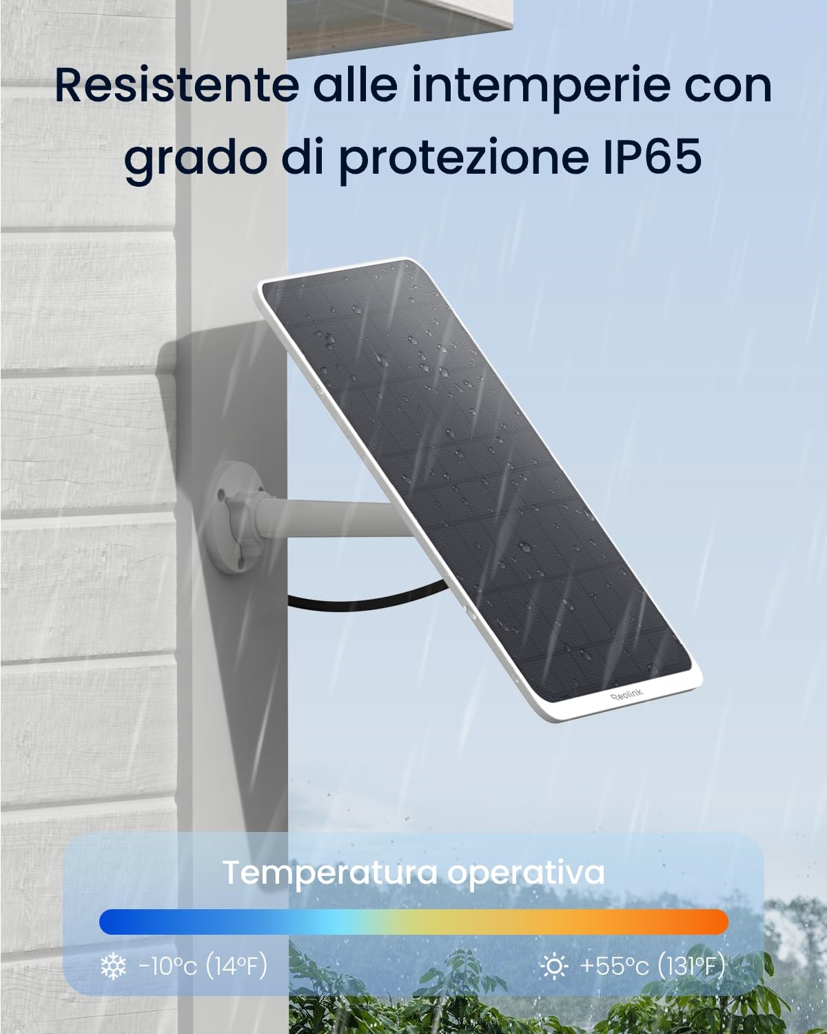 Reolink Pannello Solare da 12W per Telecamera di Sicurezza Wireless da Esterno, con Cavo da 4 Metri e Staffa Regolabile a 360°, Colore Bianco, Resistente alle Intemperie IP65