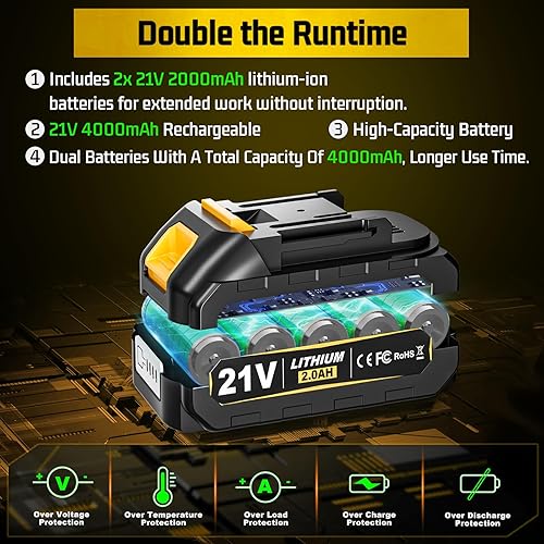 Miniatura 5 de Mini motosierra de 6 pulgadas, mini motosierra inalámbrica, de mano con 2 baterías de 2000 mAh, adecuada para poda de árboles y corte de madera