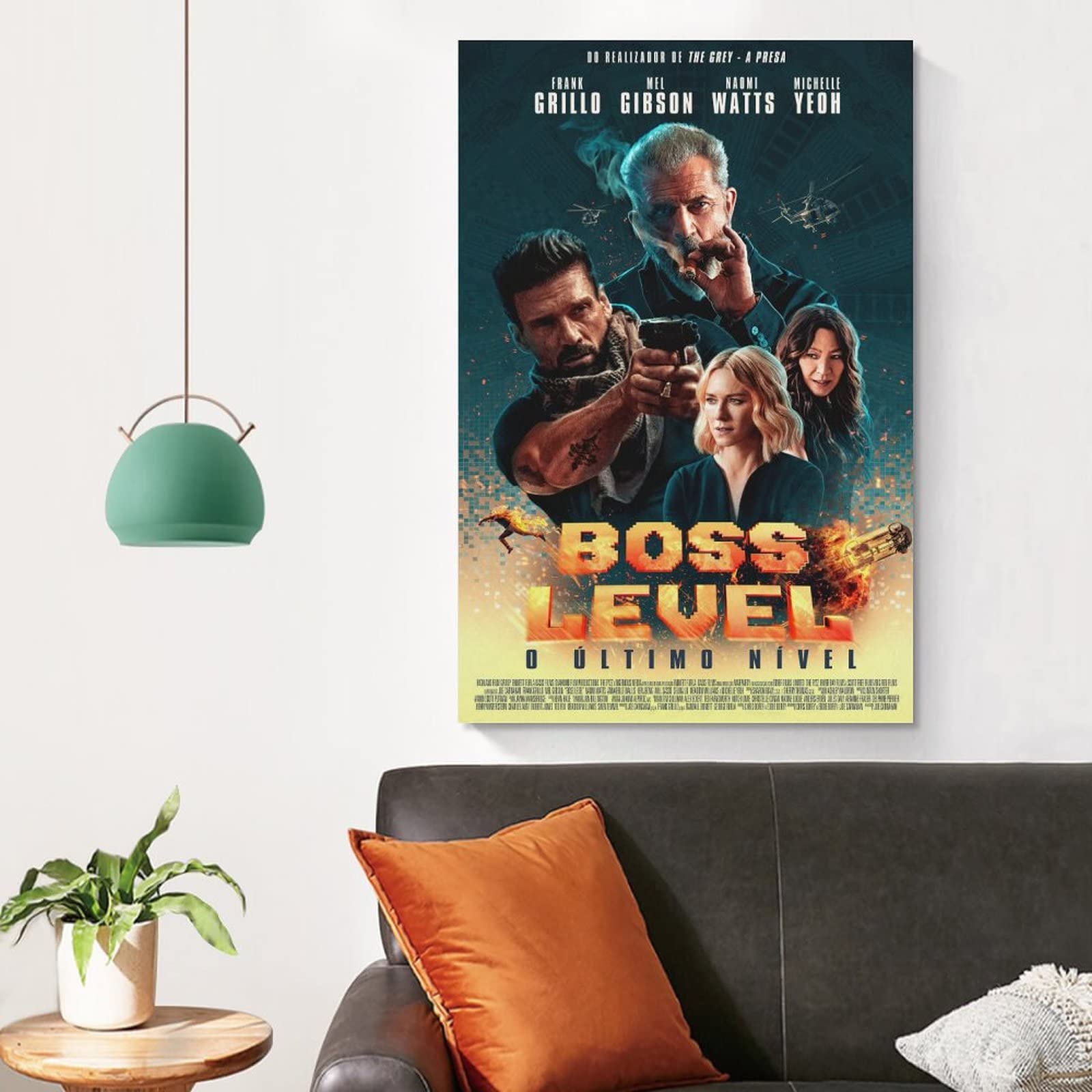 Amazon｜ボスレベルSFアクション映画ポスター キャンバス