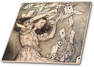 3dRose ct_99319_3 Vintage Alice in Wonderland & Playing Cards Ceramic Tile, 8