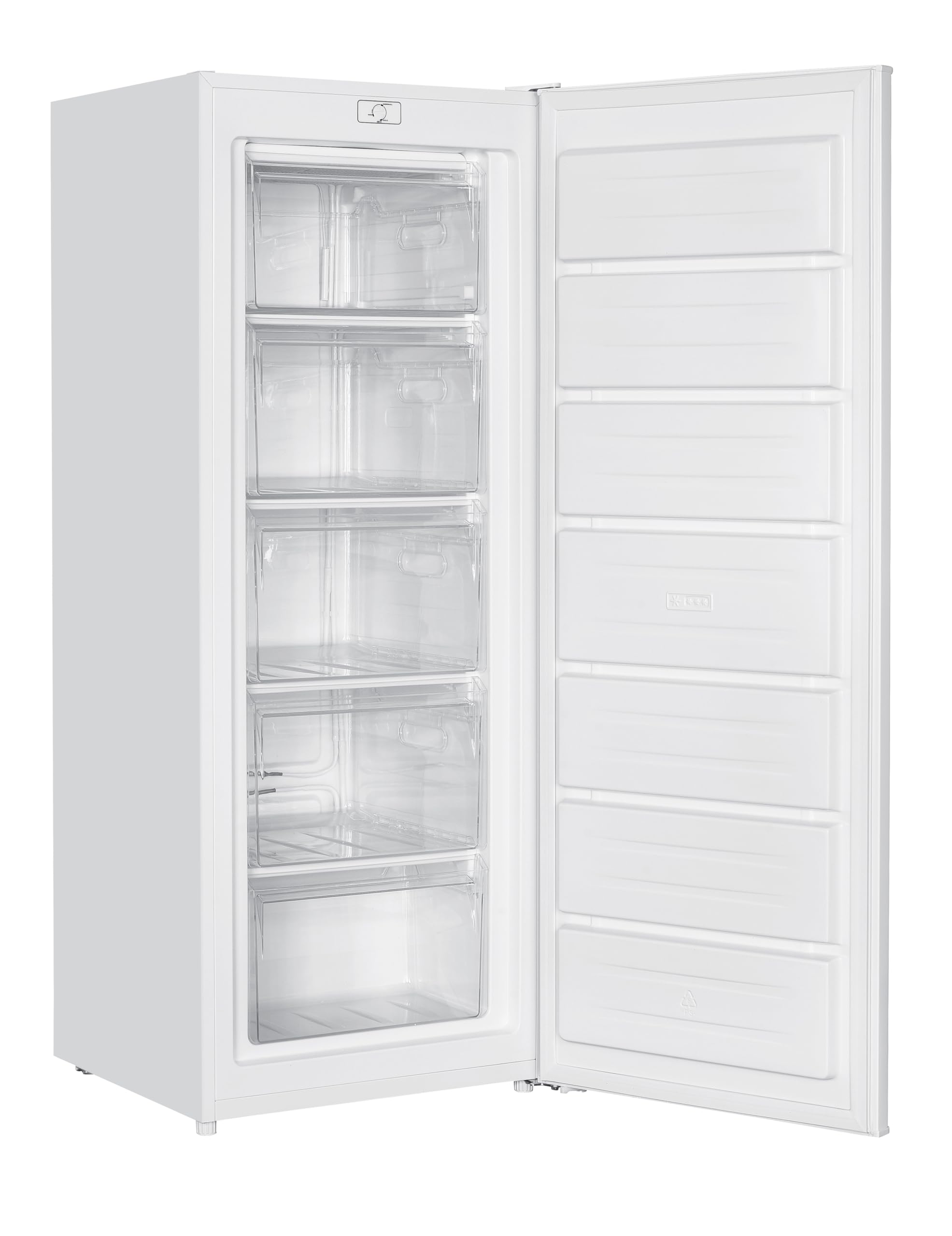 HYE Freezer - 168L Upright Freezer, 142.6CM Height, 54.5CM Width, Quiet 39 dB Operation, Freestanding Design, 5 Clear Drawers, White, Perfect For Family Homes - RF01SDFR168W01 — view 4