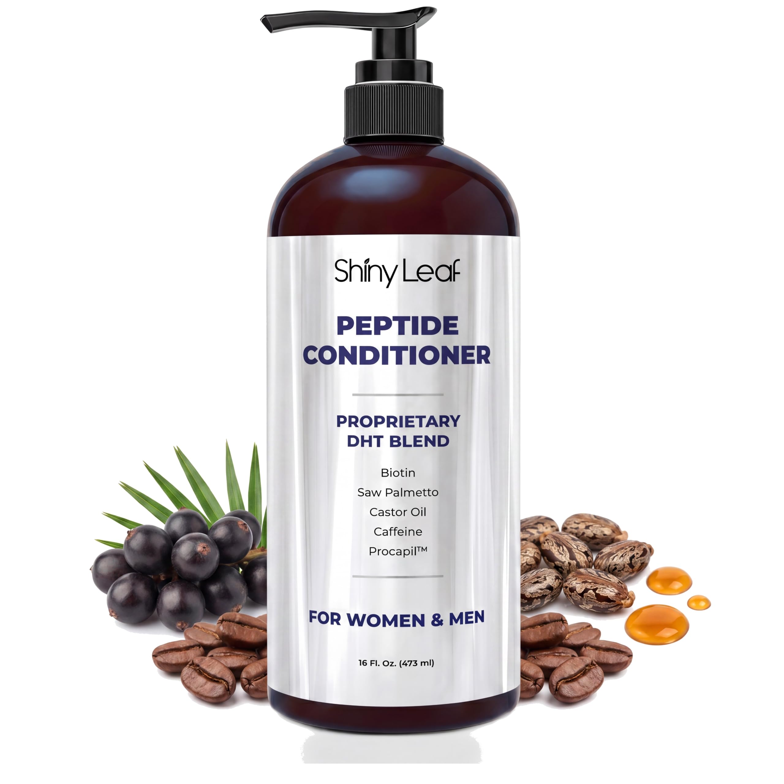 Shiny Leaf Peptide Conditioner for Thinning Hair, Biotin & Caffeine, 16 oz