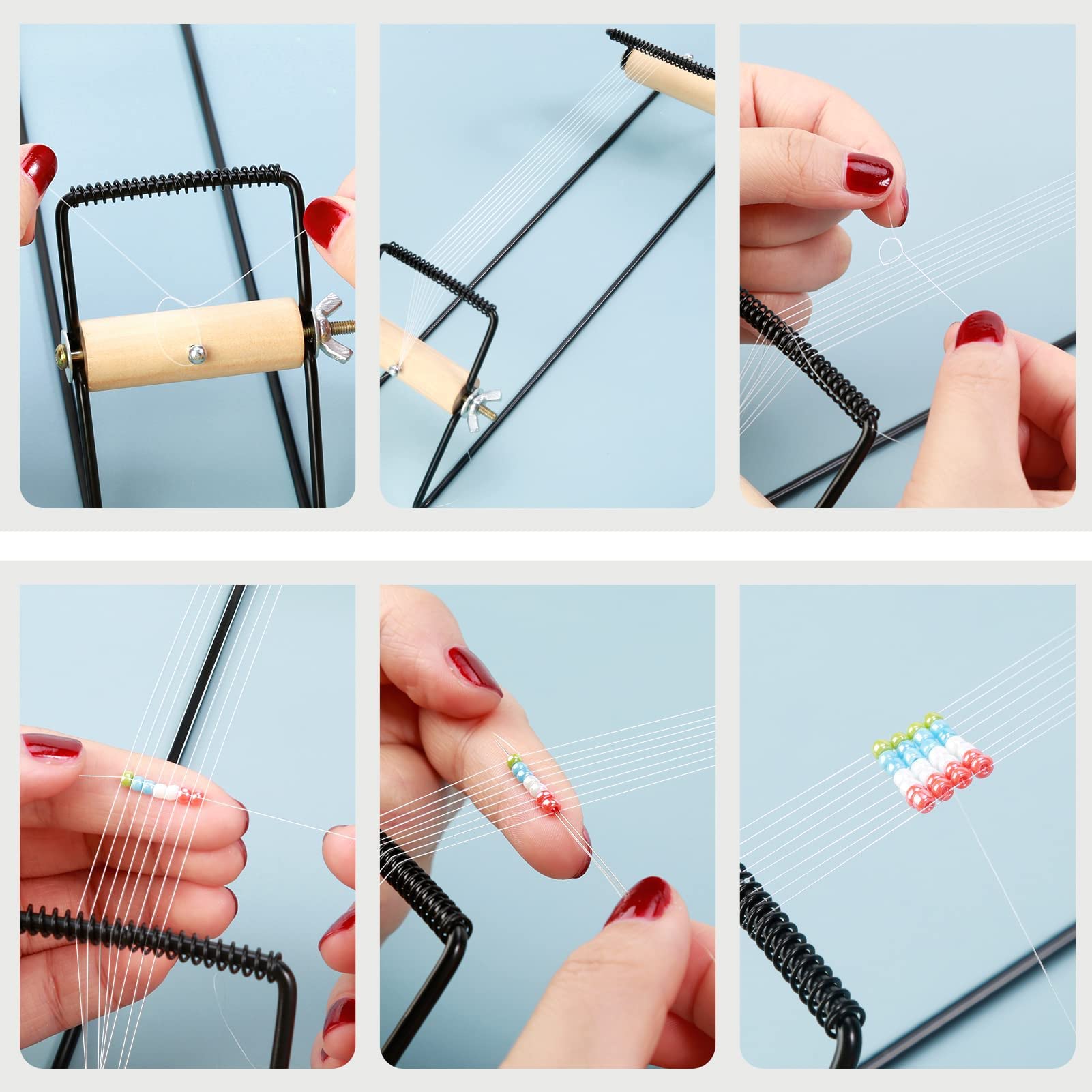 mumisuto Telaio per Perline, Telaio per Tessitura in Acciaio Inox per Gioielli Bracciali Fatto a Mano, Telaio per Maglieria Fai Da Te, per Principianti Realizza Collane, Bracciali, Gioielli