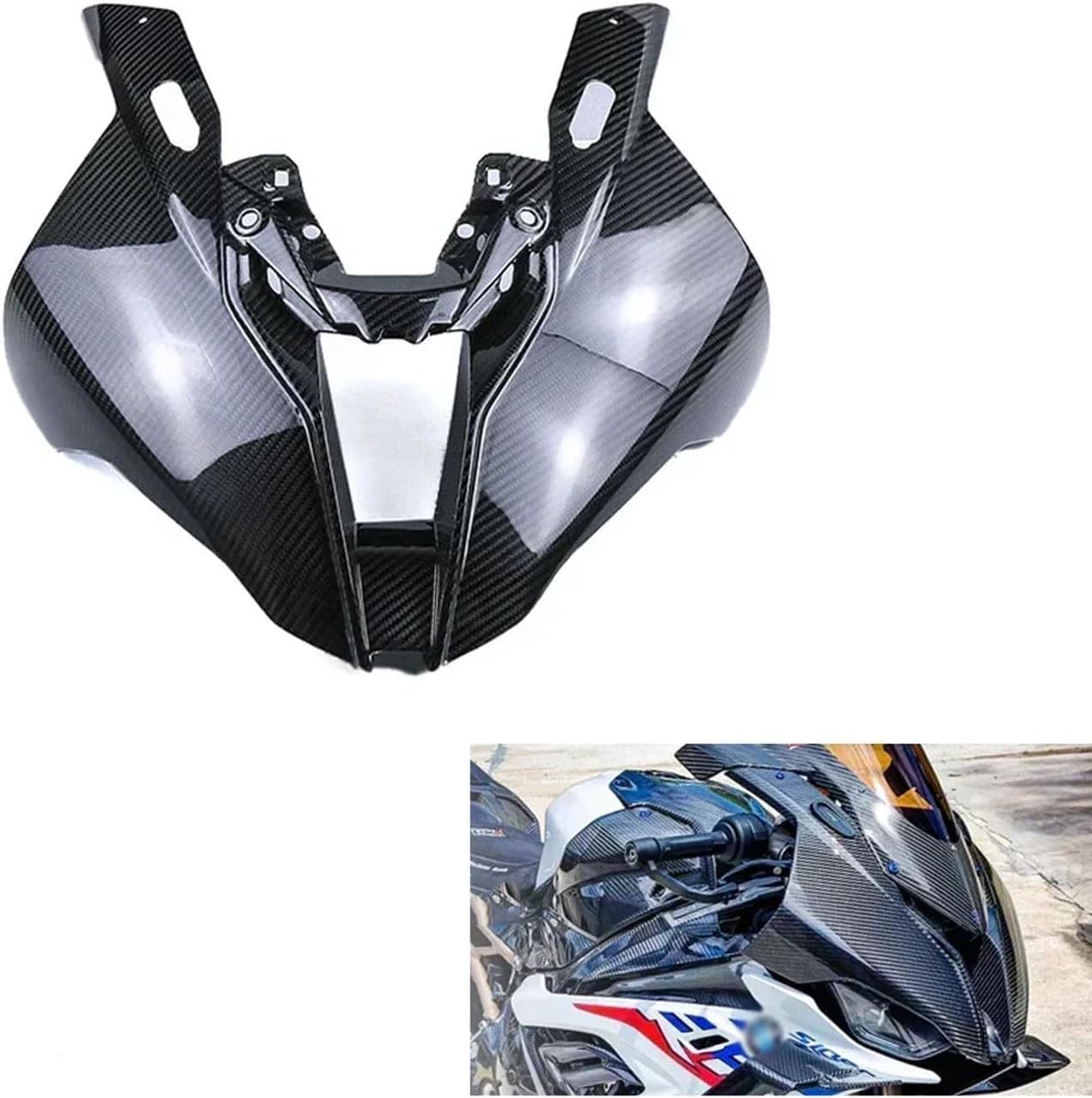Motorcycle Full Front Fairing Cowl Front Fairing Upper Part Full Carbon Fiber Front Fairing Headlight Cover Protector for BMW S1000RR M1000RR 2019 2020 2021 2022 2023 2024