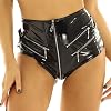 FEOYA Womens Black Latex Outfit Pvc Shorts Party Club Clubwear