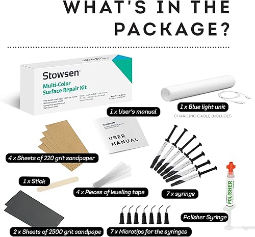 Miniatura 8 de Kit de reparación de superficies + paquete de recambio arregla astillas, grietas y defectos en cuestión de minutos  Grado profesional para granito,