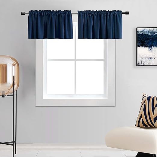 DONREN Navy Blue Blackout Valances for Boys Room Blackout
