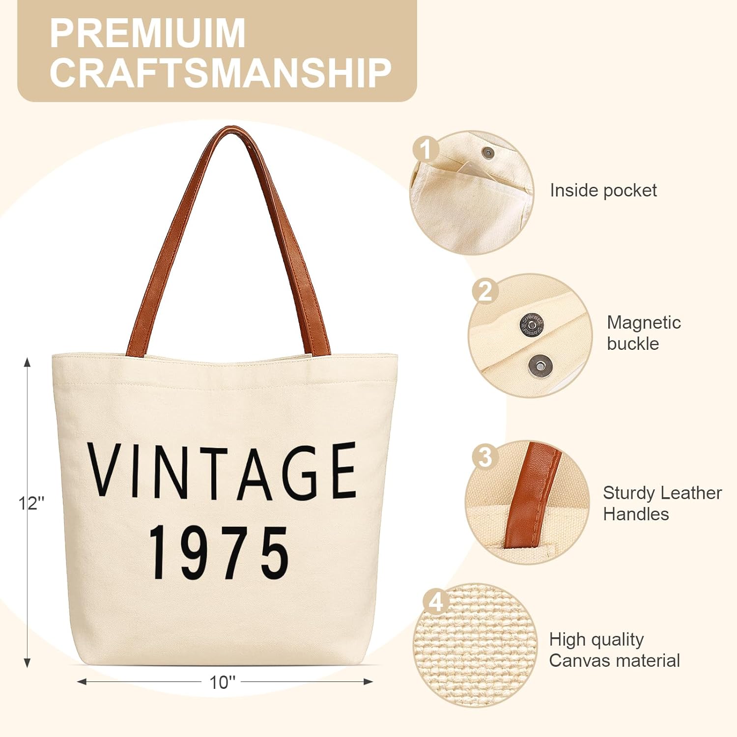 50th Birthday Gifts for Her,50th Birthday Gifts for Women,Gift for 50 Year Old Woman,50th Vinatge Bag Gift for Women - Image 6