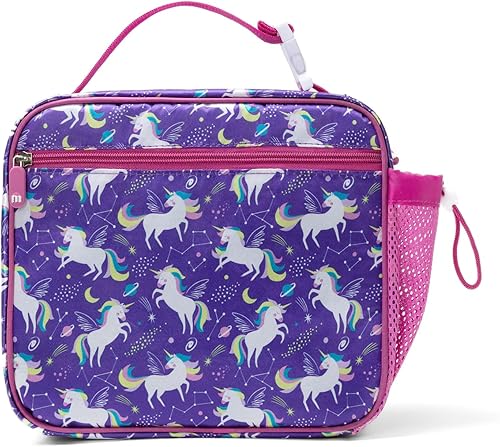 Miniatura 14 de MEXS Lonchera para niños, con dije de bricolaje y bolsas de almuerzo aisladas para niños y niñas, bolsa de almuerzo para la escuela, picnic con Rojo